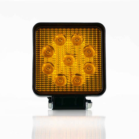 FARO AUXILIAR LED 9 LEDS 27W AMBAR CUADRADO PIEZA     RACINGTEC