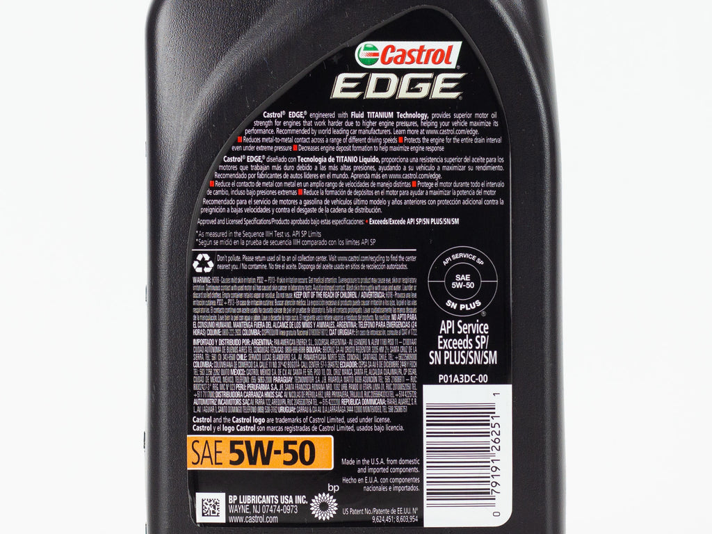 ACEITE CASTROL EDGE 5W50 SINTETICO 946ML