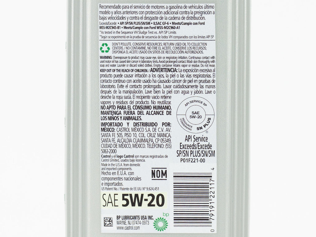 ACEITE CASTROL GTX 5W20 946ML