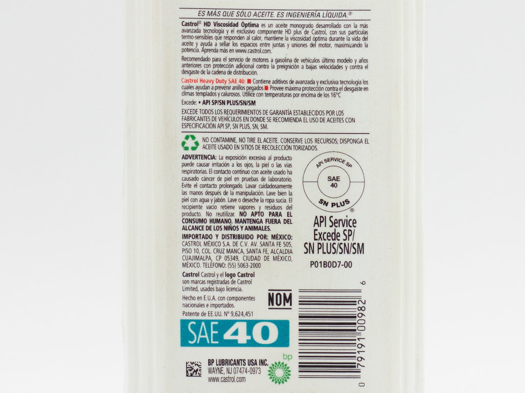 ACEITE CASTROL HD40 946ML