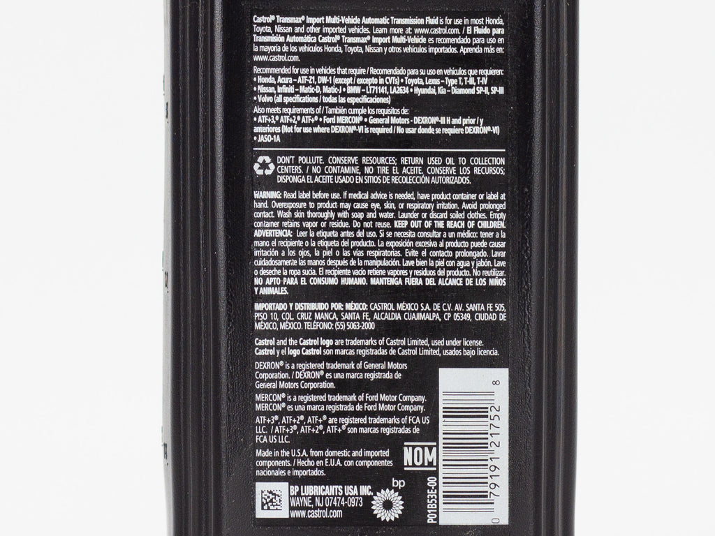 ACEITE CASTROL TRANSMAX IMPORT ATF MERCON V 946ML