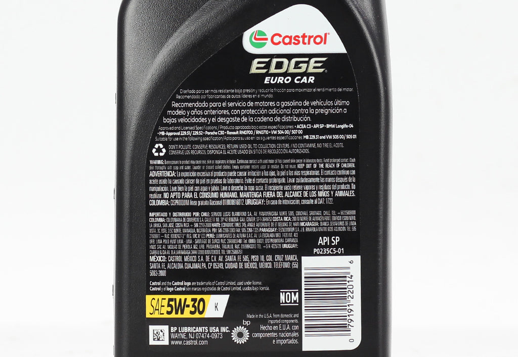 ACEITE CASTROL EDGE 5W30 K SINTETICO 946ML