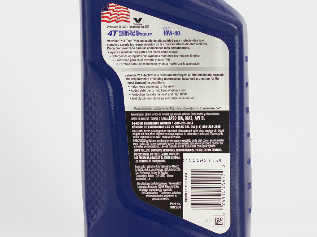 ACEITE VALVOLINE MOTO 4T 10W40 946ML