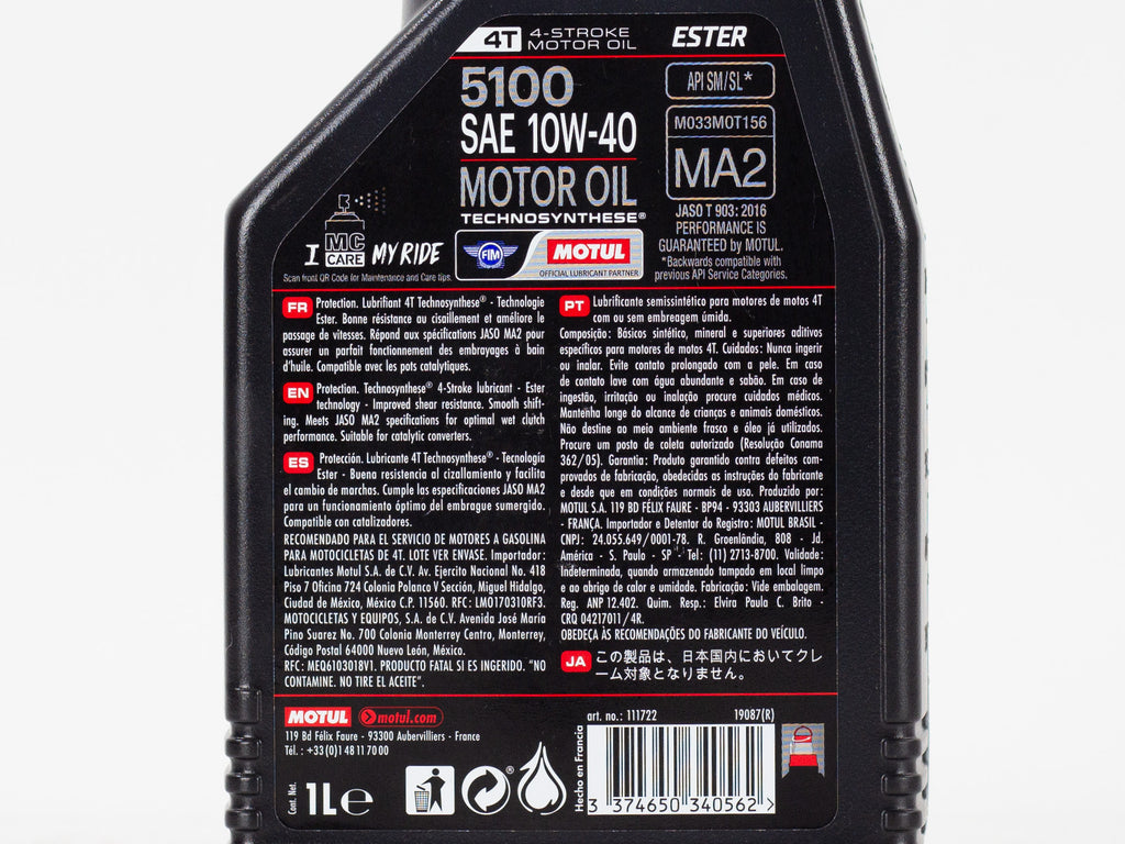 ACEITE MOTUL  MOTO 5100 4T 10W40 TECHNOSYNTHESE 1LT