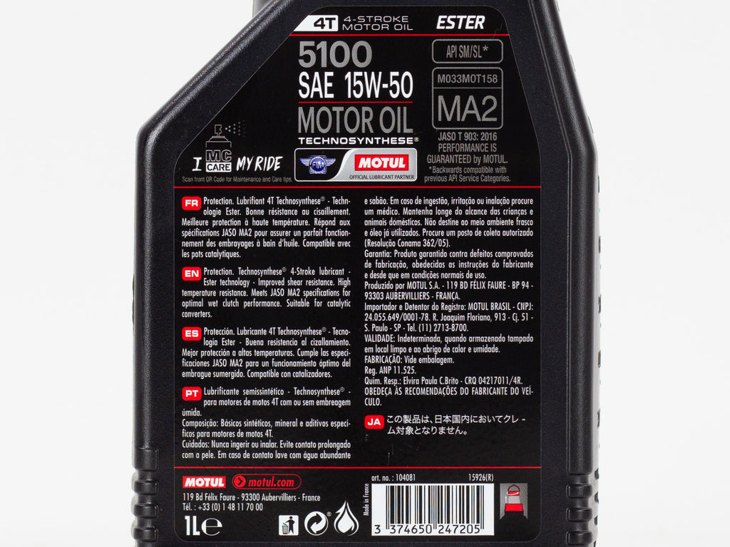 ACEITE MOTUL  MOTO 5100 4T 15W50 TECHNOSYNTHESE 1LT