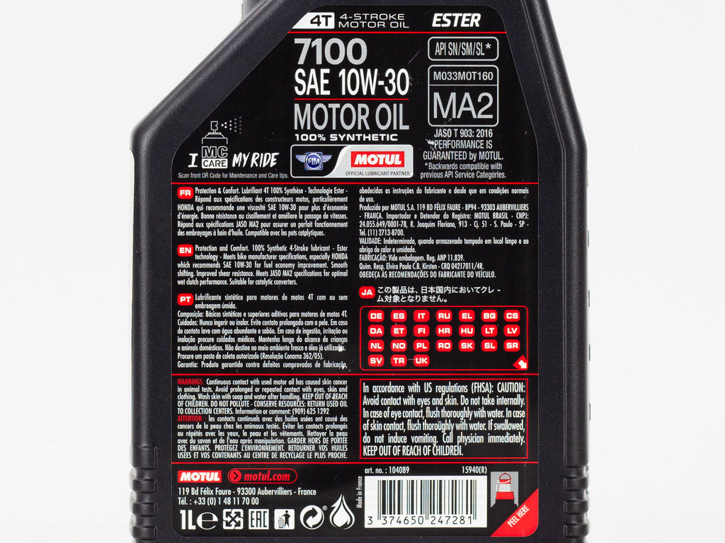 ACEITE MOTUL  MOTO 7100 4T 10W30 SINTETICO 1LT