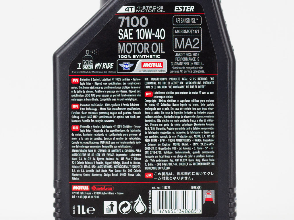 ACEITE MOTUL  MOTO 7100 4T 10W40 SINTETICO 1LT