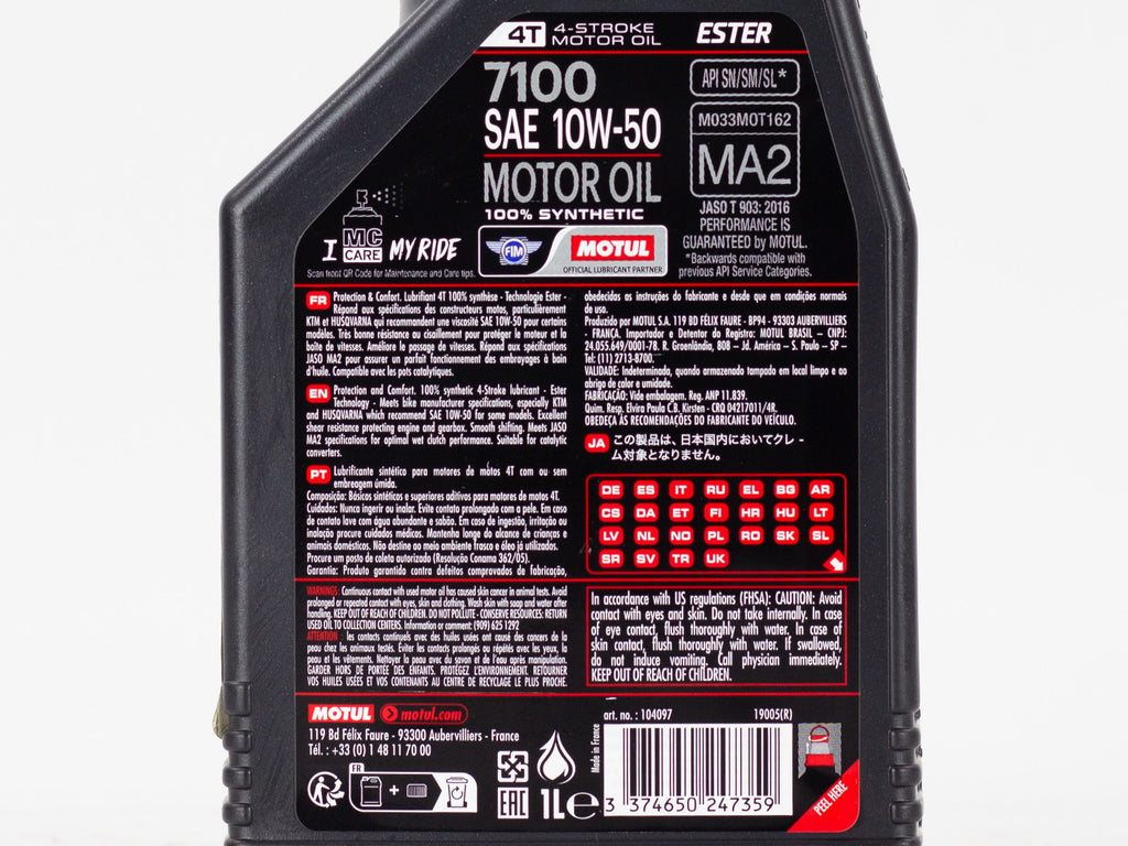 ACEITE MOTUL  MOTO 7100 4T 10W50 SINTETICO 1LT