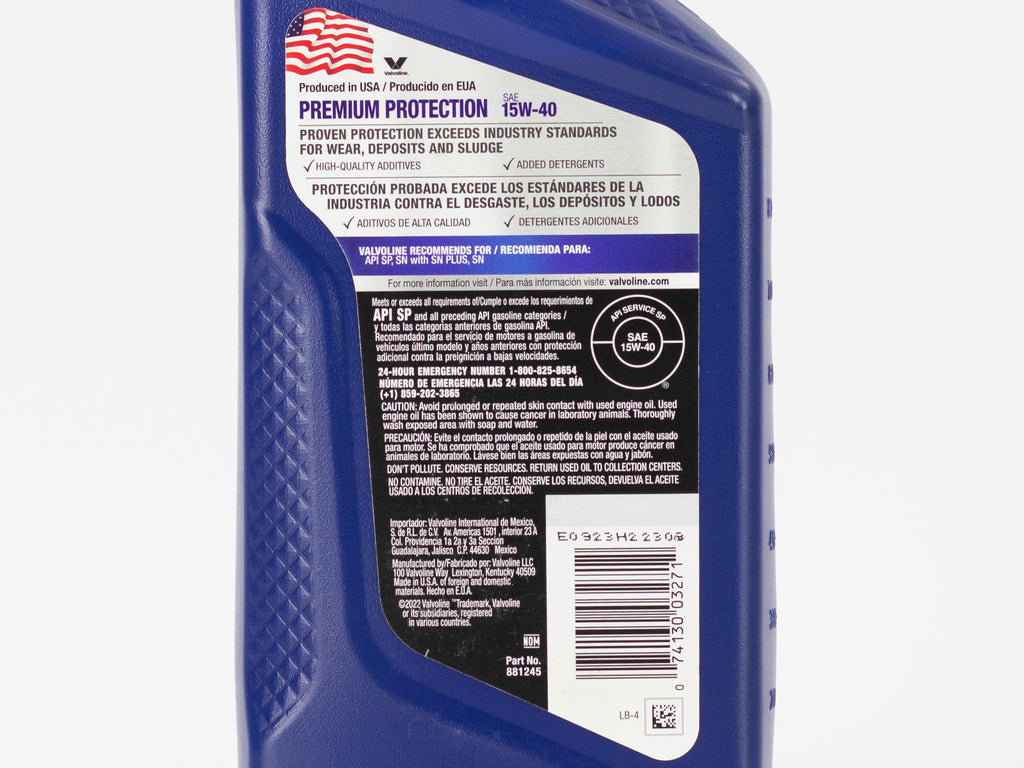 ACEITE VALVOLINE PREMIUM 15W40 946ML