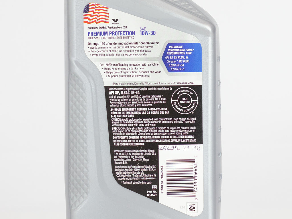 ACEITE VALVOLINE PREMIUM 10W30 SINTETICO 946ML