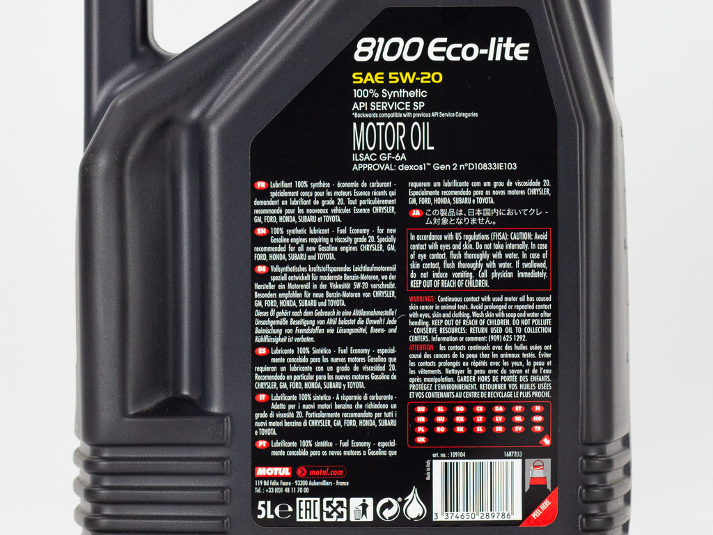 ACEITE MOTUL 8100 ECO-LITE 5W20 SINTETICO 5LT