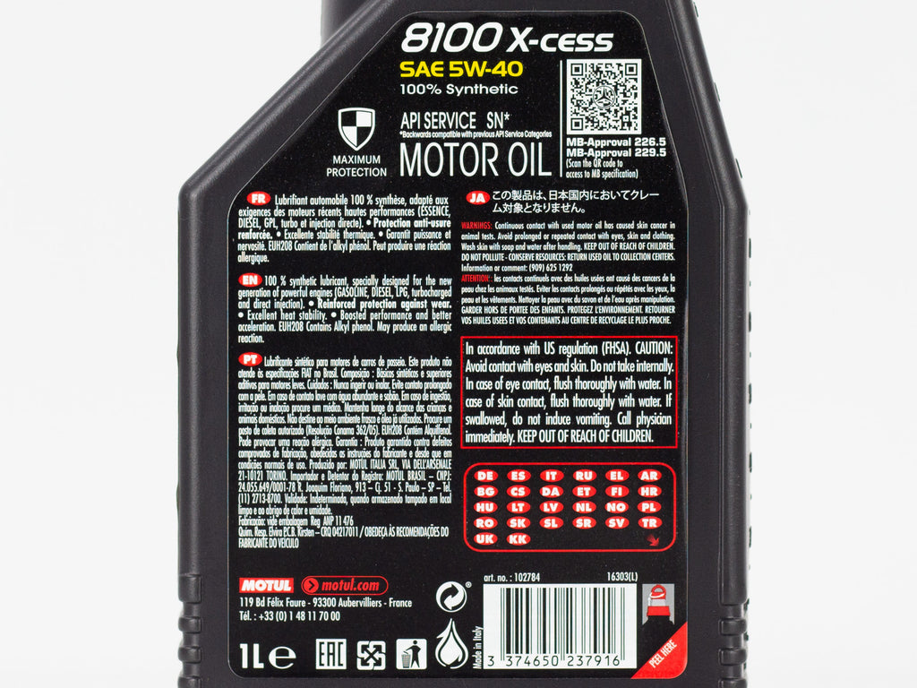 ACEITE MOTUL 8100 X-CESS 5W40 SINTETICO 1LT
