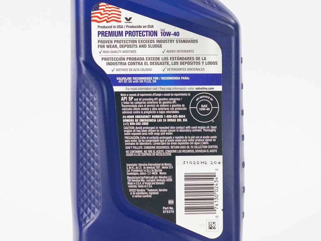 ACEITE VALVOLINE PREMIUM 10W40 946ML
