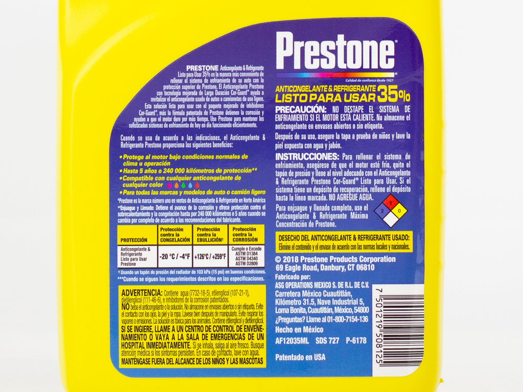 ANTICONGELANTE PRESTONE 35% UNIVERSAL TAPA AZUL 946ML