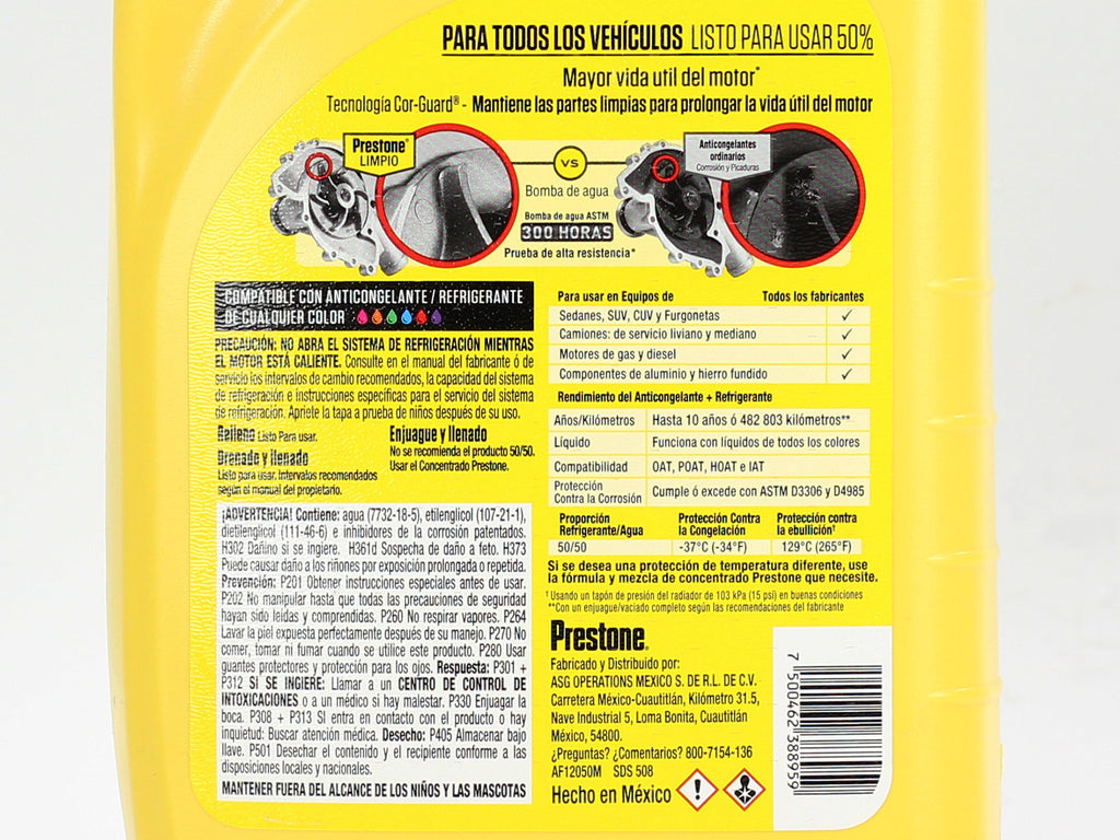 ANTICONGELANTE PRESTONE 50% UNIVERSAL 3.78LT