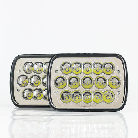 UNIDAD LED CUADRADA 6052 6054 15 LEDS 45W ALTA BAJA 12-24V JUEGO     RACINGTEC