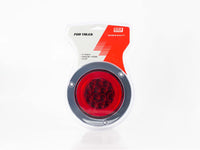 PLAFON LED REDONDO ATORNILLABLE 4" BISEL CROMADO 14 LEDS CON ARO LED ESTROBO ROJO 12-24V    IMP     REF 717-R
