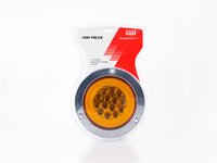 PLAFON LED REDONDO ATORNILLABLE 4" BISEL CROMADO 14 LEDS CON ARO LED ESTROBO AMBAR 12-24V    IMP     REF 717-A