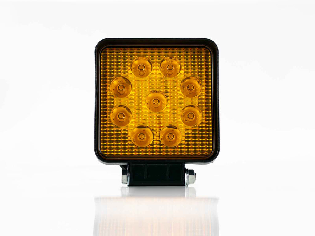 FARO AUXILIAR LED 9 LEDS 27W AMBAR CUADRADO PIEZA     RACINGTEC
