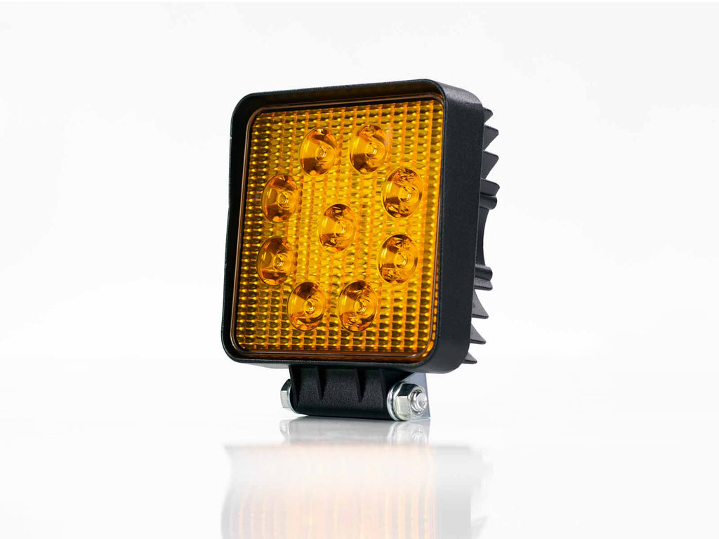 FARO AUXILIAR LED 9 LEDS 27W AMBAR CUADRADO PIEZA     RACINGTEC