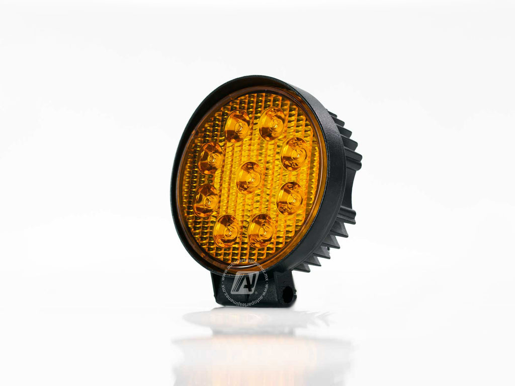 FARO AUXILIAR LED 9 LEDS 27W AMBAR REDONDO PIEZA     RACINGTEC