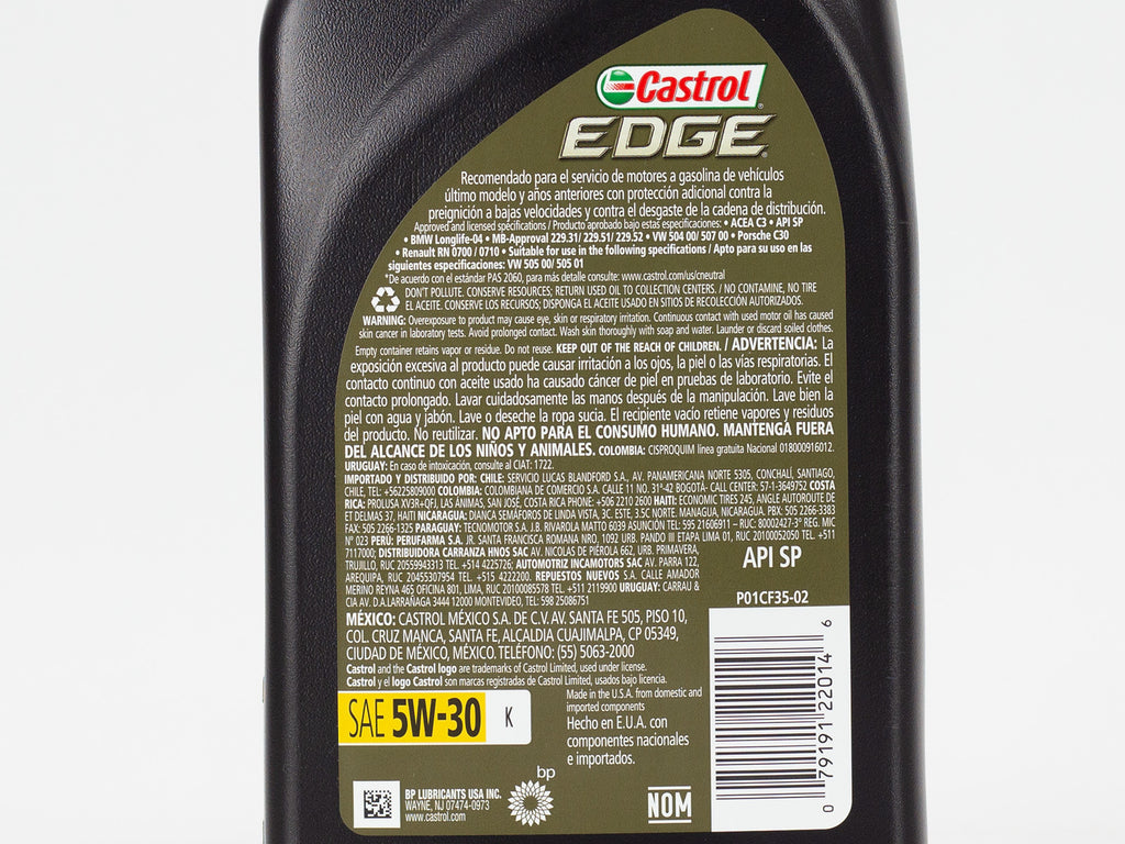 Aceite Castrol Edge 5w30 100% Sintético Botella 946ml
