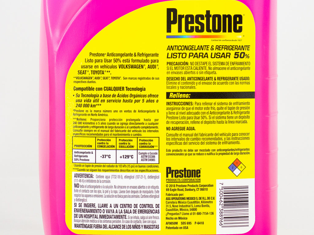 ANTICONGELANTE PRESTONE 50% ROSA TOYOTA VW 3.78LT