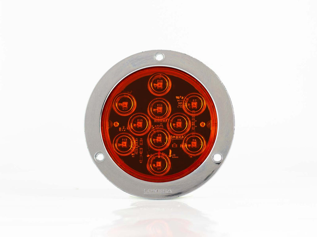 PLAFON  LED REDONDO ATORNILLABLE 4" BISEL CROMADO CON CABLES 10 LEDS AMBAR     LOMBRA     738-A