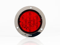 PLAFON  LED REDONDO ATORNILLABLE 4" BISEL CROMADO CON CONECTOR 10 LEDS CON DESTELLO ROJO 12-24V     LOMBRA     717-R