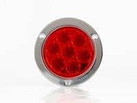 PLAFON  LED REDONDO ATORNILLABLE 4" BISEL CROMADO 7 LEDS GIRATORIO ROJO 12V